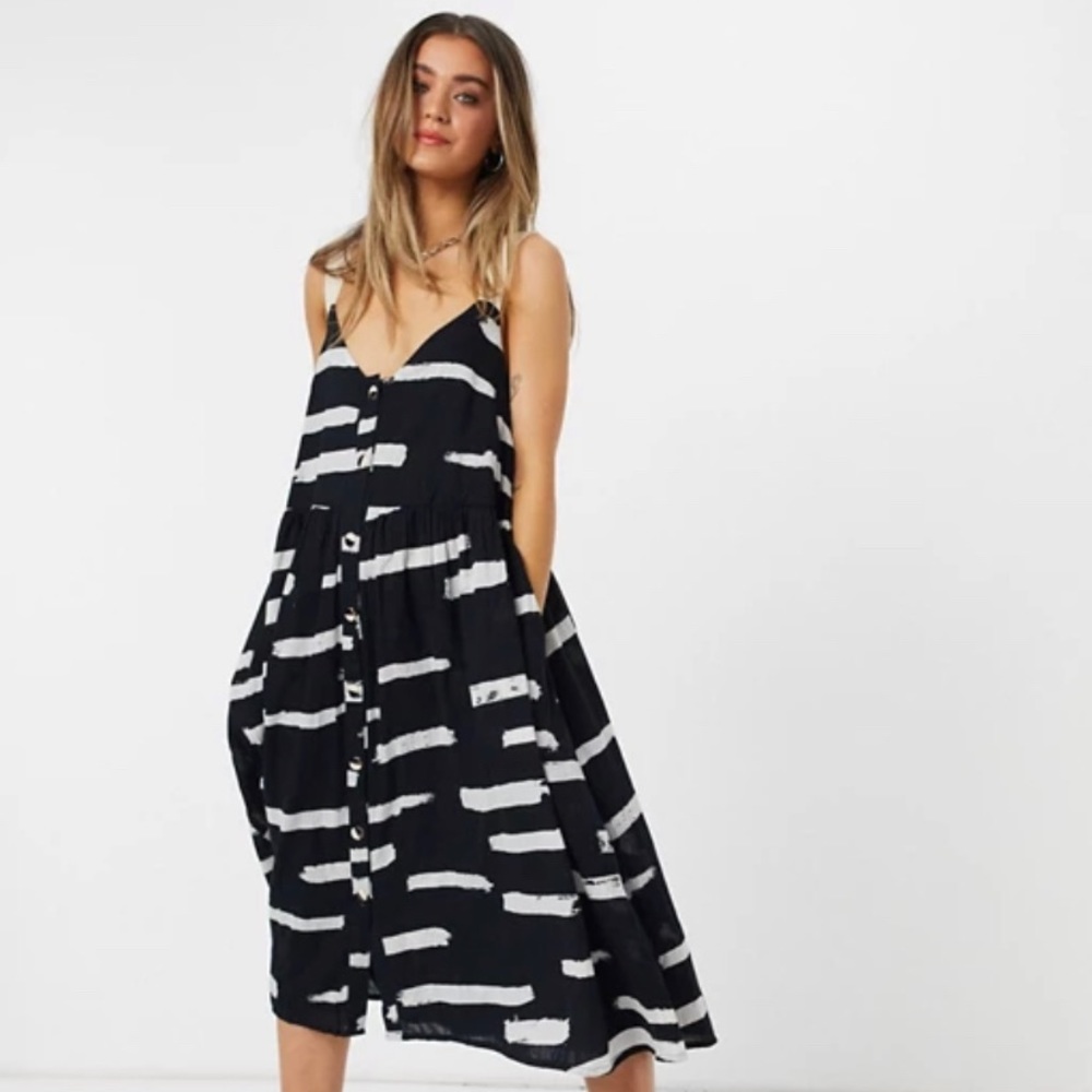 •Midi Sundress w/ Grosgrain Straps •